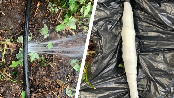Water Leak Repair Bandage with Activated Polyurethane and Fiberglass